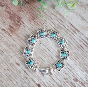 Faux Turquoise Stone Link Chain Bracelet ♥️